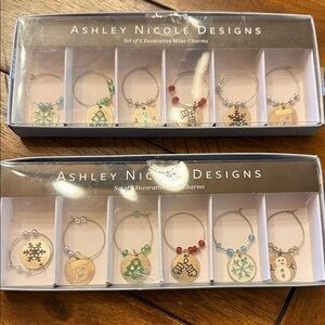 Ashley Nicole decorative wine charms.  Christmas themed.